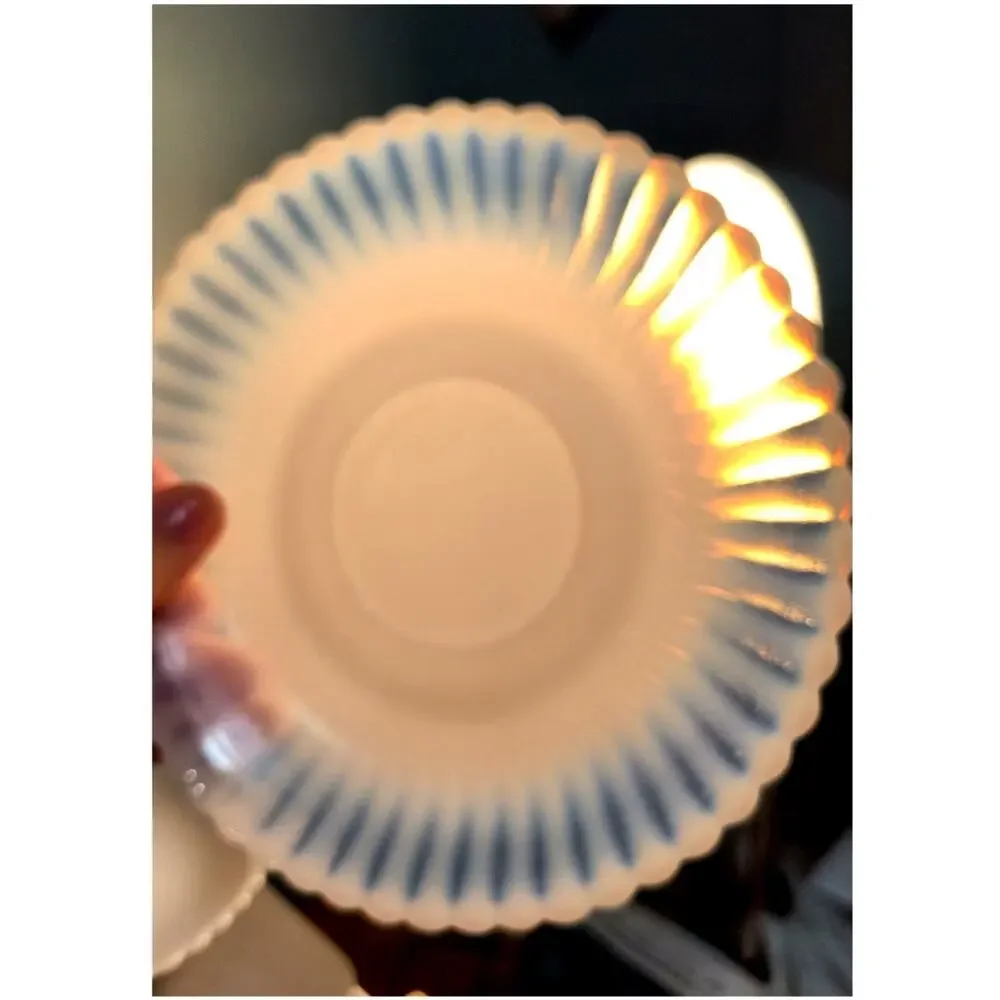 848 Set of 4 Saucers Monax Milk Glass Macbeth Evans Petalware